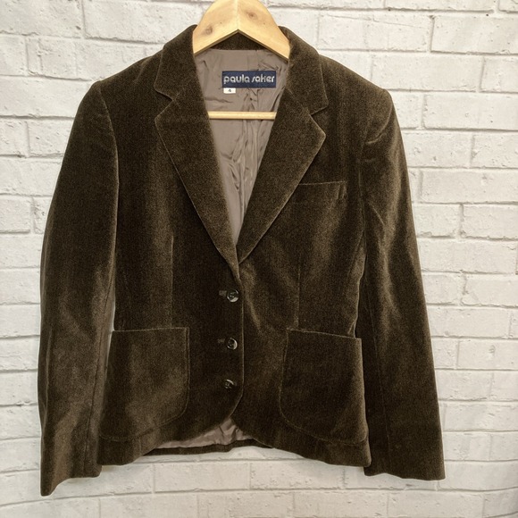Paula Saker Jackets & Blazers - Vintage Paula Saker Brown Cotton Velvet Blazer Size 4 Classic Career Jacket